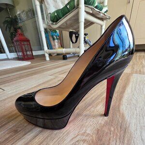 Christian Louboutin Bianca Black Patent Leather Platform Shoes Eur. 37